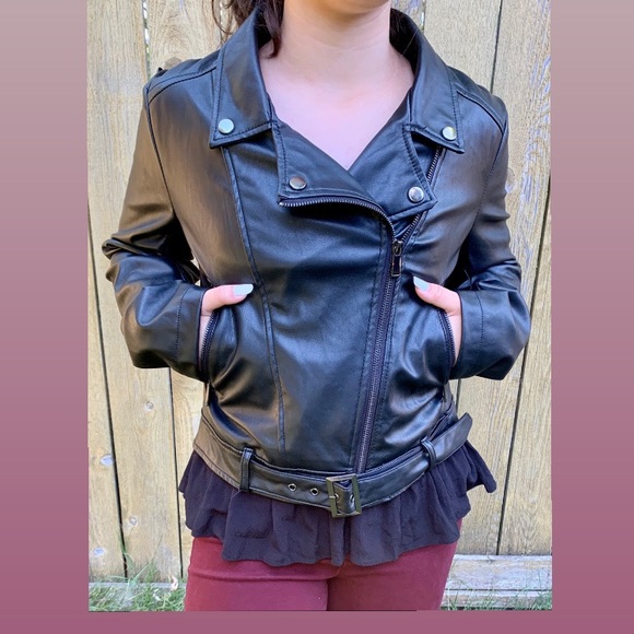 Miss London Faux Leather Biker Jacket 